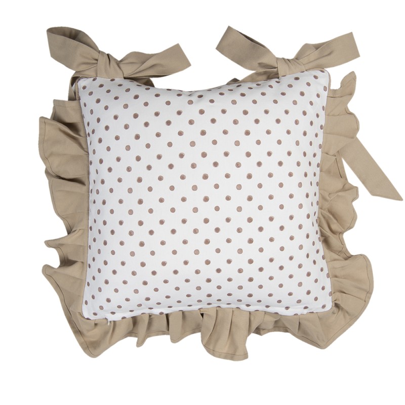 Clayre & Eef Housse de coussin pour coussin de chaise 40x40 cm Blanc Marron Coton Carré Lapin