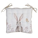 Clayre & Eef Chair Cushion Foam 40x40 cm White Brown Cotton Square Rabbit