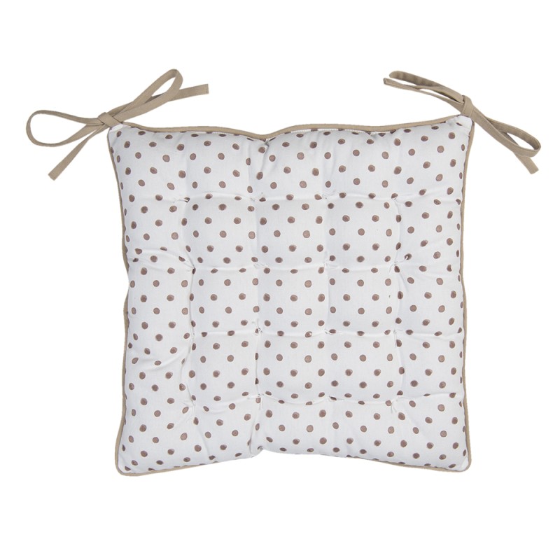 Clayre & Eef Cuscino per sedia in gommapiuma 40x40 cm Bianco Marrone  Cotone Quadrato Coniglio