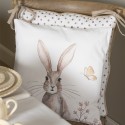 Clayre & Eef Coussin de chaise en mousse 40x40 cm Blanc Marron Coton Carré Lapin