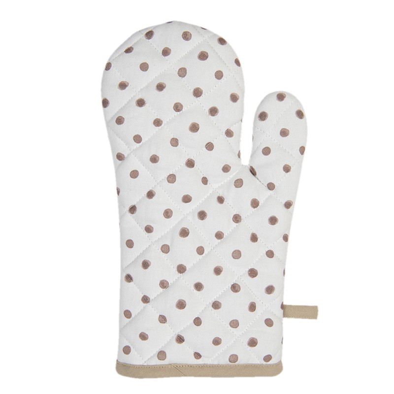 Clayre & Eef Oven Mitt 18x30 cm White Brown Cotton Rabbit