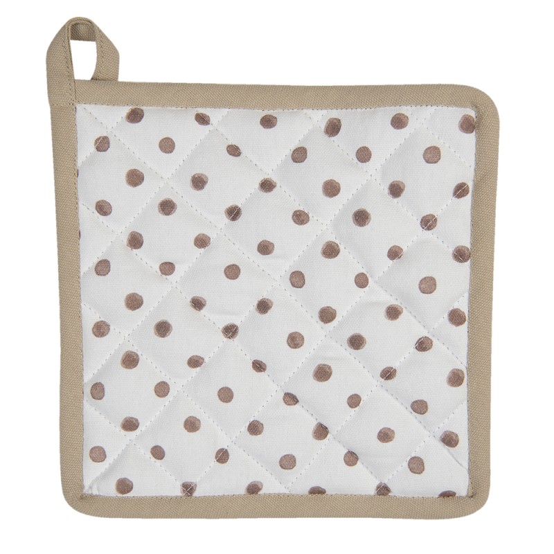 Clayre & Eef Pannenlap 20x20 cm Wit Bruin Katoen Konijn