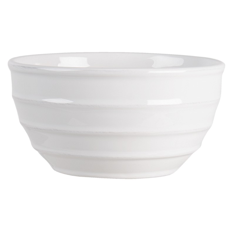 Clayre & Eef Scodella per zuppa 1000 ml Bianco Ceramica Rotondo Strisce