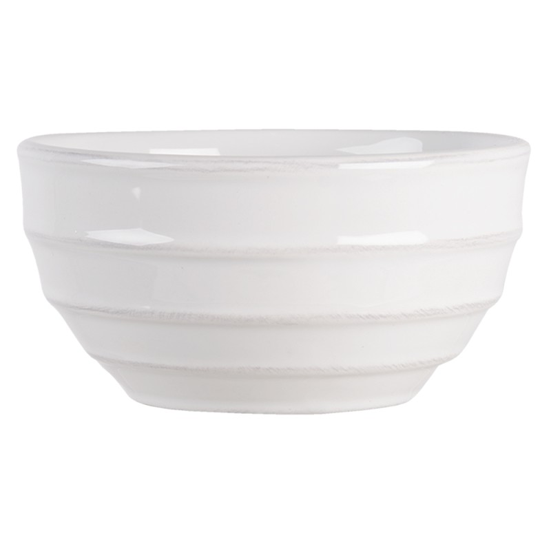 Clayre & Eef Suppenschale 500 ml Weiß Keramik Rund Streifen