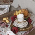 Clayre & Eef Tovaglia da tavolo 50x160 cm Rosso Bianco  Cotone Rose