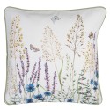 Clayre & Eef Cushion Cover 40x40 cm White Green Cotton Square Flowers