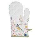 Clayre & Eef Oven Mitt 18x30 cm White Green Cotton Flowers