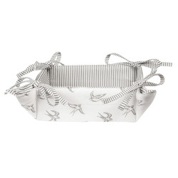 Clayre & Eef Bread Basket 35x35x8 cm Grey White Cotton Swallow