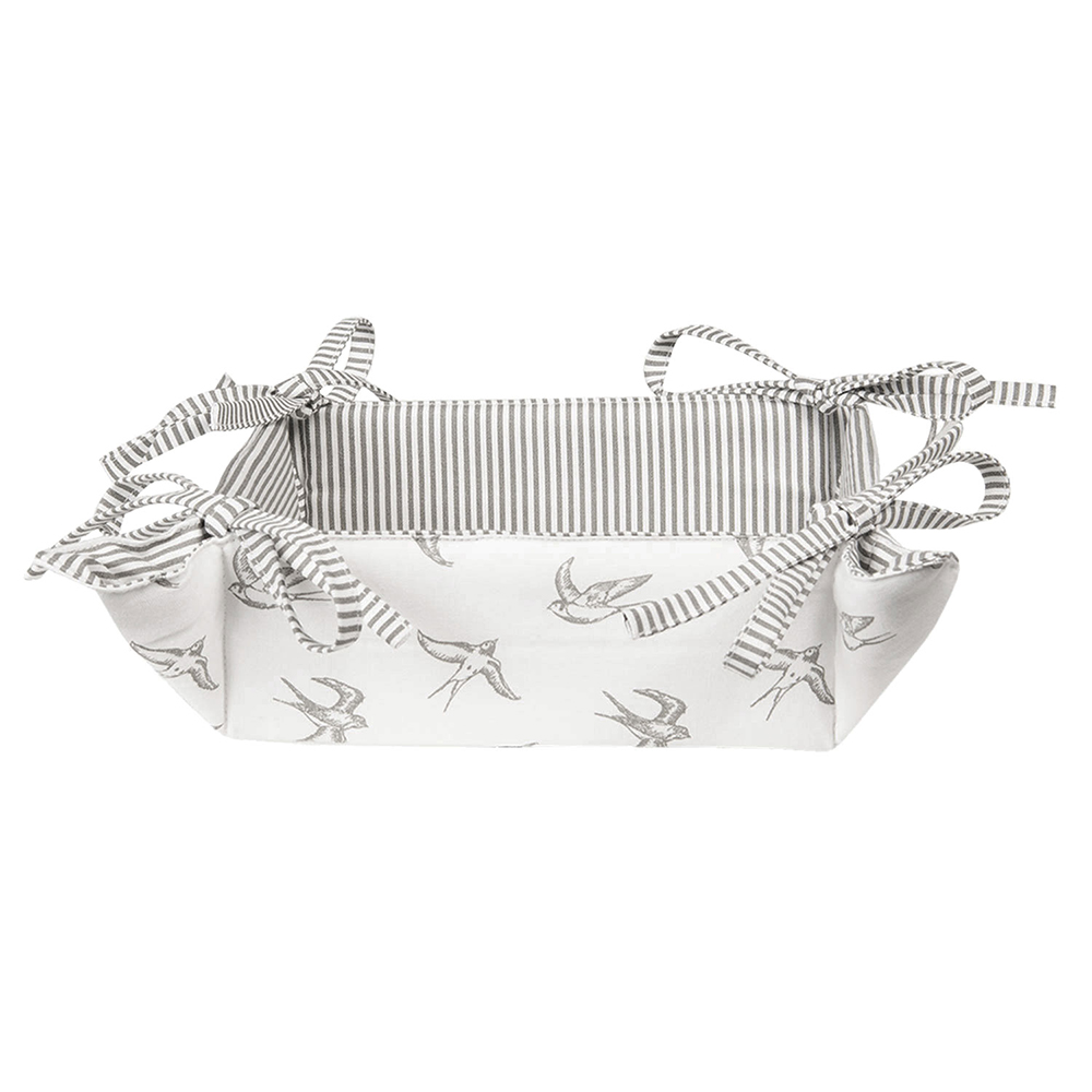 Clayre & Eef Broodmand 35x35x8 cm Grijs Wit Katoen Zwaluw afbeelding