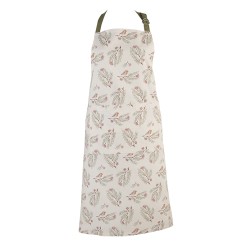 Clayre & Eef Grembiule da cucina 70x85 cm Beige Verde Cotone Ramo di pino