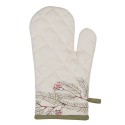 Clayre & Eef Oven Mitt 18x30 cm Beige Green Cotton Bird