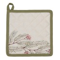 Clayre & Eef Manique 20x20 cm Beige Vert Coton Oiseau