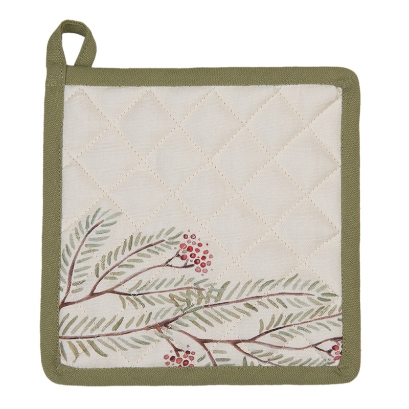 Clayre & Eef Presina 20x20 cm Beige Verde Cotone Uccello