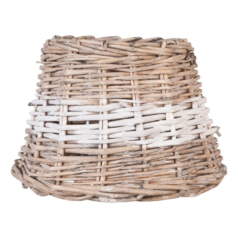 Clayre & Eef Lampenkap  Ø 23x17 cm Beige Rotan Rond Streep