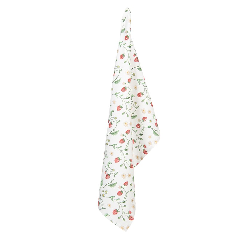 Clayre & Eef Tea Towel  50x70 cm White Red Cotton Strawberries