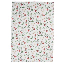 Clayre & Eef Tea Towel  50x70 cm White Red Cotton Strawberries