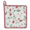 Clayre & Eef Pannenlap 20x20 cm Wit Rood Katoen Aardbeien