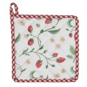 Clayre & Eef Pot Holder 20x20 cm White Red Cotton Square Strawberries
