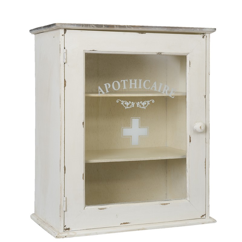 2Clayre & Eef Medicine Cabinet 47x27x55 cm White Wood Glass