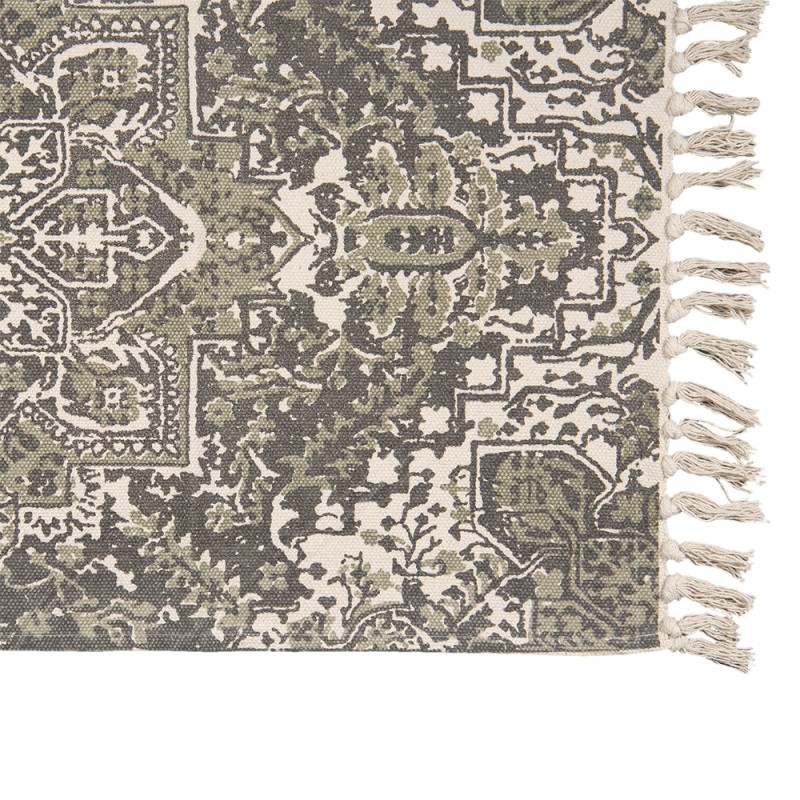 Clayre & Eef Tapis 140x200 cm Gris Vert Coton Rectangle
