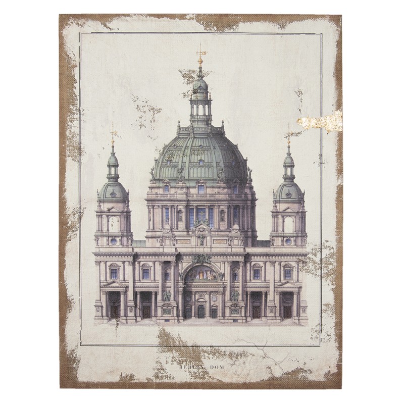Clayre & Eef Painting 60x80 cm Grey Beige Canvas Rectangle Berlin Cathedral