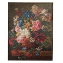 Clayre & Eef Painting 55x73 cm Brown Red Canvas Flowers