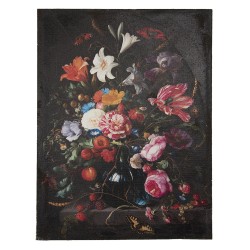 Clayre & Eef Painting 50635 55*73 cm Black Pink Canvas Rectangle Flowers