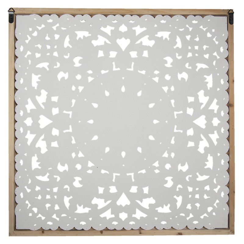 Clayre & Eef Wall Decoration 95x4x95 cm White Wood Square Flowers