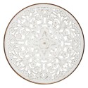 Clayre & Eef Wall Decoration Ø 80x3 cm White Brown Wood Metal Round Flowers