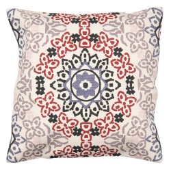 Clayre & Eef Cushion Cover 50x50 cm Red Beige Cotton Square