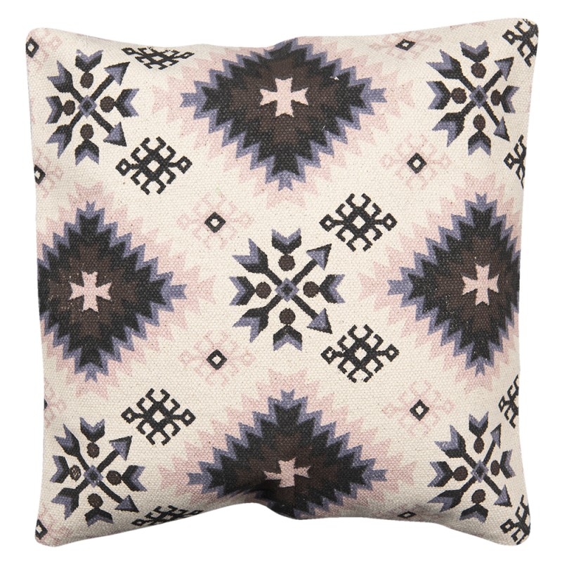 Clayre & Eef Cushion Cover 50x50 cm Beige White Cotton Square