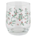 Clayre & Eef Water Glass 300 ml Green Glass Holly Leaves