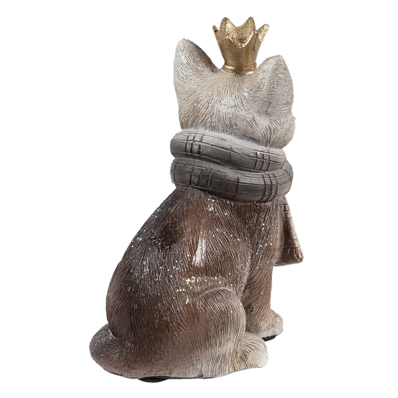Clayre & Eef Figurine Cat 7x6x11 cm Brown Beige Polyresin Crown