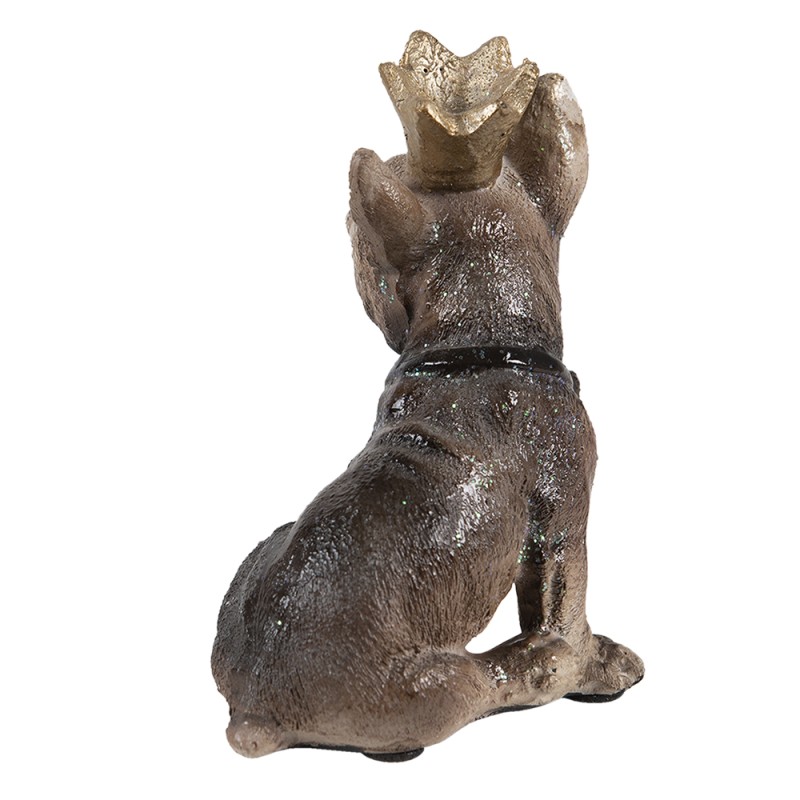 Clayre & Eef Figurine Dog 7x6x11 cm Brown Polyresin Crown