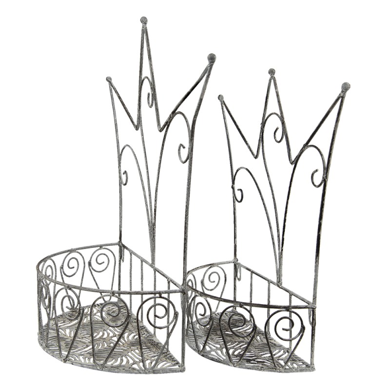 Clayre & Eef Plant Stand Set of 2 43x18x45 cm Grey Iron Crown