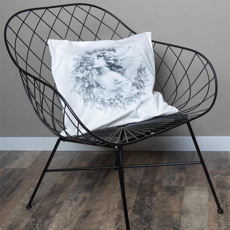 Clayre & Eef Kussenhoes  45x45 cm Wit Polyester Vierkant Engel