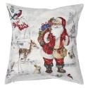 Clayre & Eef Kussenhoes  45x45 cm Wit Polyester Vierkant Kerstman