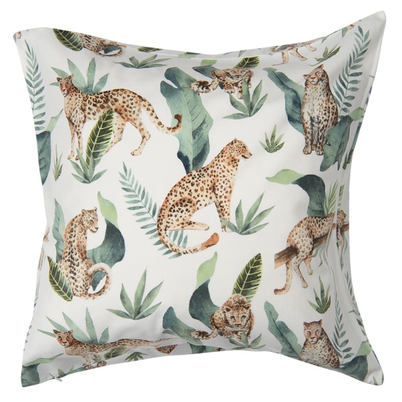 Clayre & Eef Cushion Cover 45x45 cm Green Polyester Square Tiger