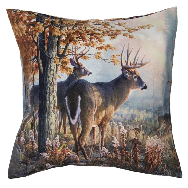 Clayre & Eef Kussenhoes  45x45 cm Bruin Polyester Vierkant Rendieren