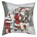 Clayre & Eef Cushion Cover 45x45 cm White Polyester Square Santa Claus
