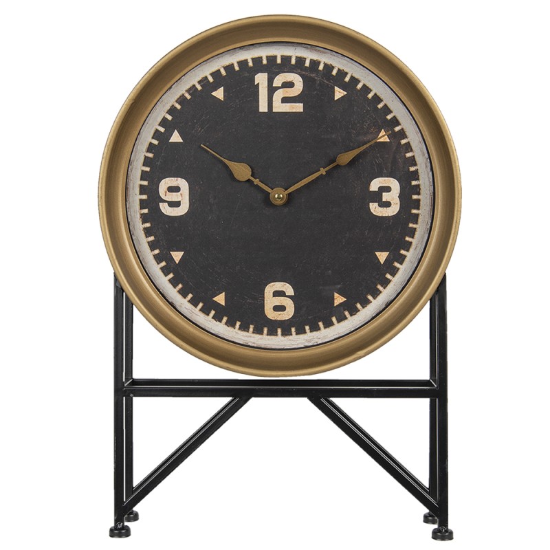 Clayre & Eef Stehende Uhr 35x8x53 cm Schwarz Goldfarbig Eisen Glas