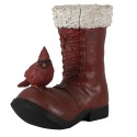Clayre & Eef Planter Boots 20x12x22 cm Red Plastic Bird