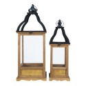 Clayre & Eef Lantern Set of 2 Brown Iron Wood Square