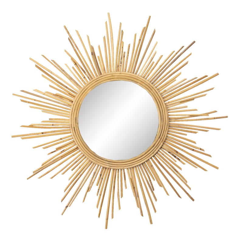 Clayre & Eef Mirror Sun Ø 80 cm Gold colored Rattan