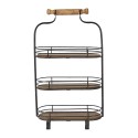 Clayre & Eef 3-Tiered Stand 51 cm Black Brown Iron Wood Oval