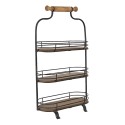 Clayre & Eef 3-Tiered Stand 51 cm Black Brown Iron Wood Oval