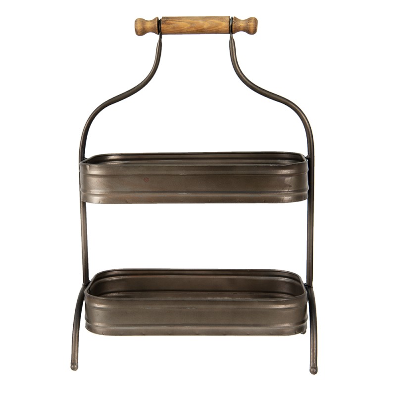 Clayre & Eef 2-Tiered Stand 51 cm Grey Brown Iron