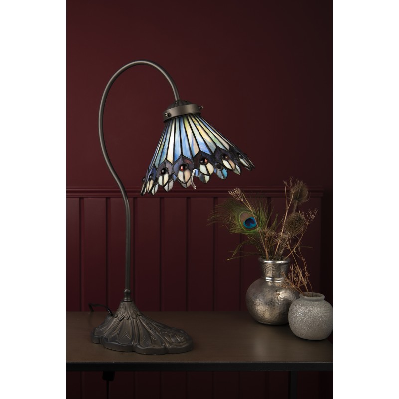 LumiLamp Table Lamp Tiffany Ø 20x51 cm  Brown Beige Metal Glass