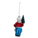 Clayre & Eef Kersthanger Kerstman 16 cm Rood Blauw Glas