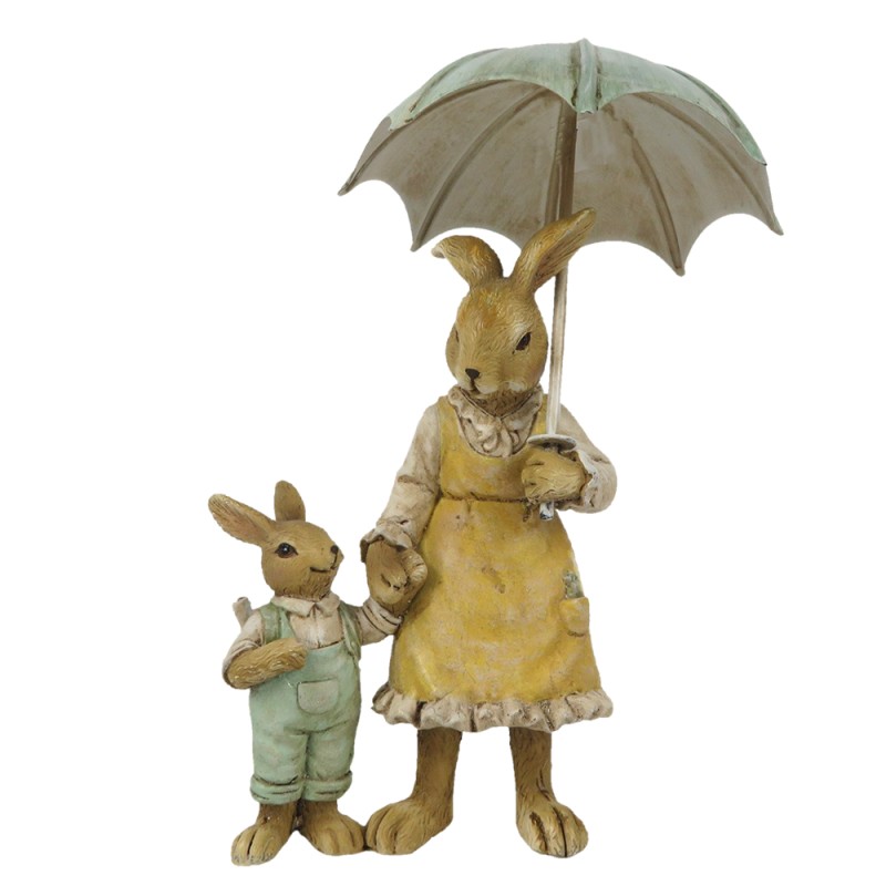 Clayre & Eef Figur Kaninchen 13 cm Braun Gelb Polyresin